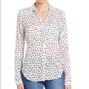 Anthropologie Cloth & Stone Tavira Polka Dot Blouse Black & White Size Small